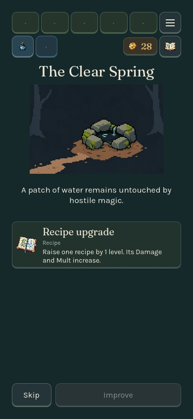 The Clear Spring encounter offering a recipe upgrade