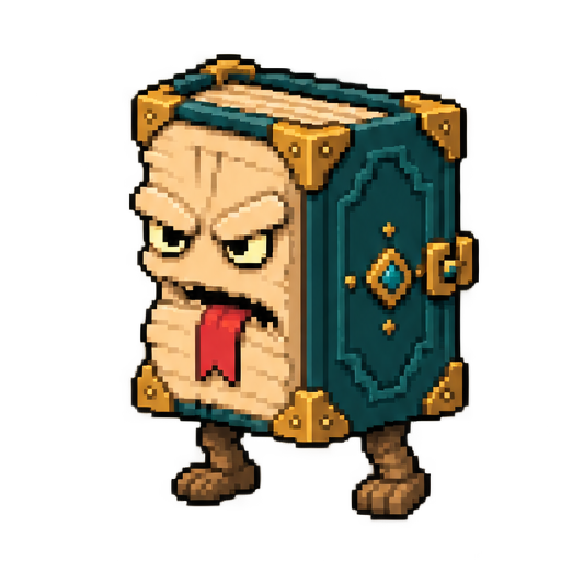 Hexicon’s Walking Grimoire, a scowling teal spellbook with brass corners, boots, and a red bookmark tongue